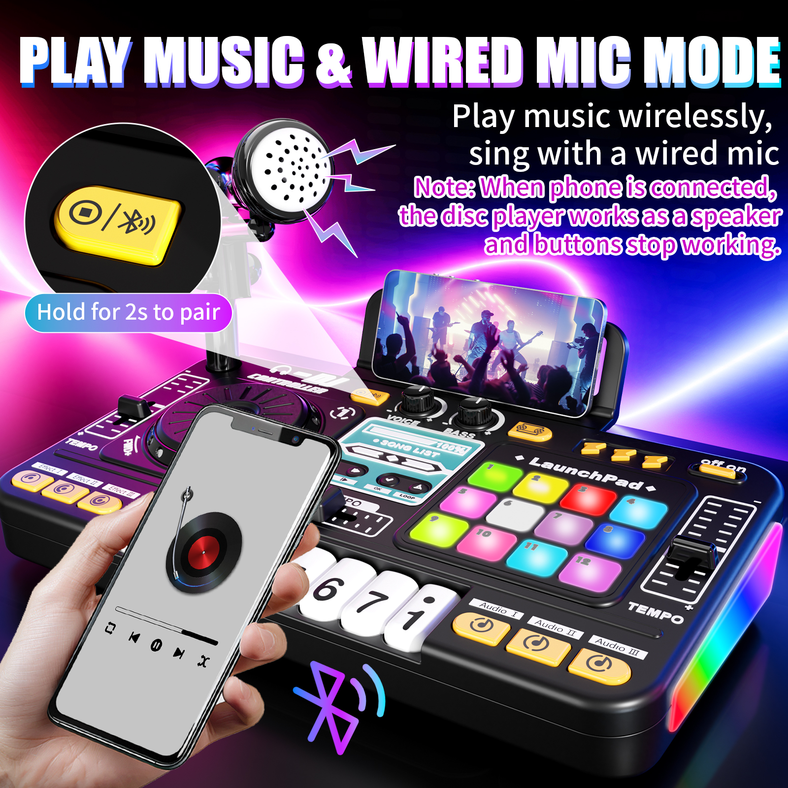 Kids DJ Mixer Table, DJ Set with Turntable Controller, Baby DJ Table for Toddler, Interactive Musical Equipment Toy for 3 4 5 years old Boys Girls - Image 5