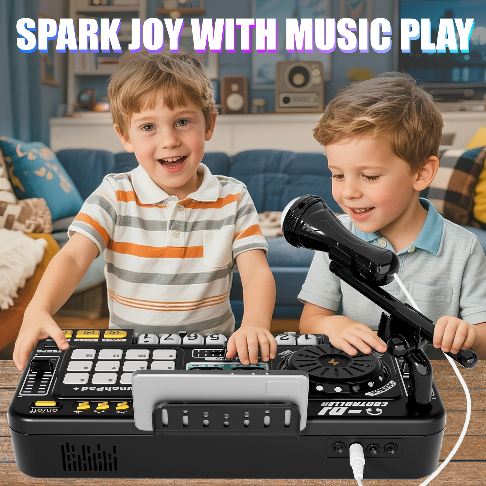 Kids DJ Mixer Table, DJ Set with Turntable Controller, Baby DJ Table for Toddler, Interactive Musical Equipment Toy for 3 4 5 years old Boys Girls - Image 3