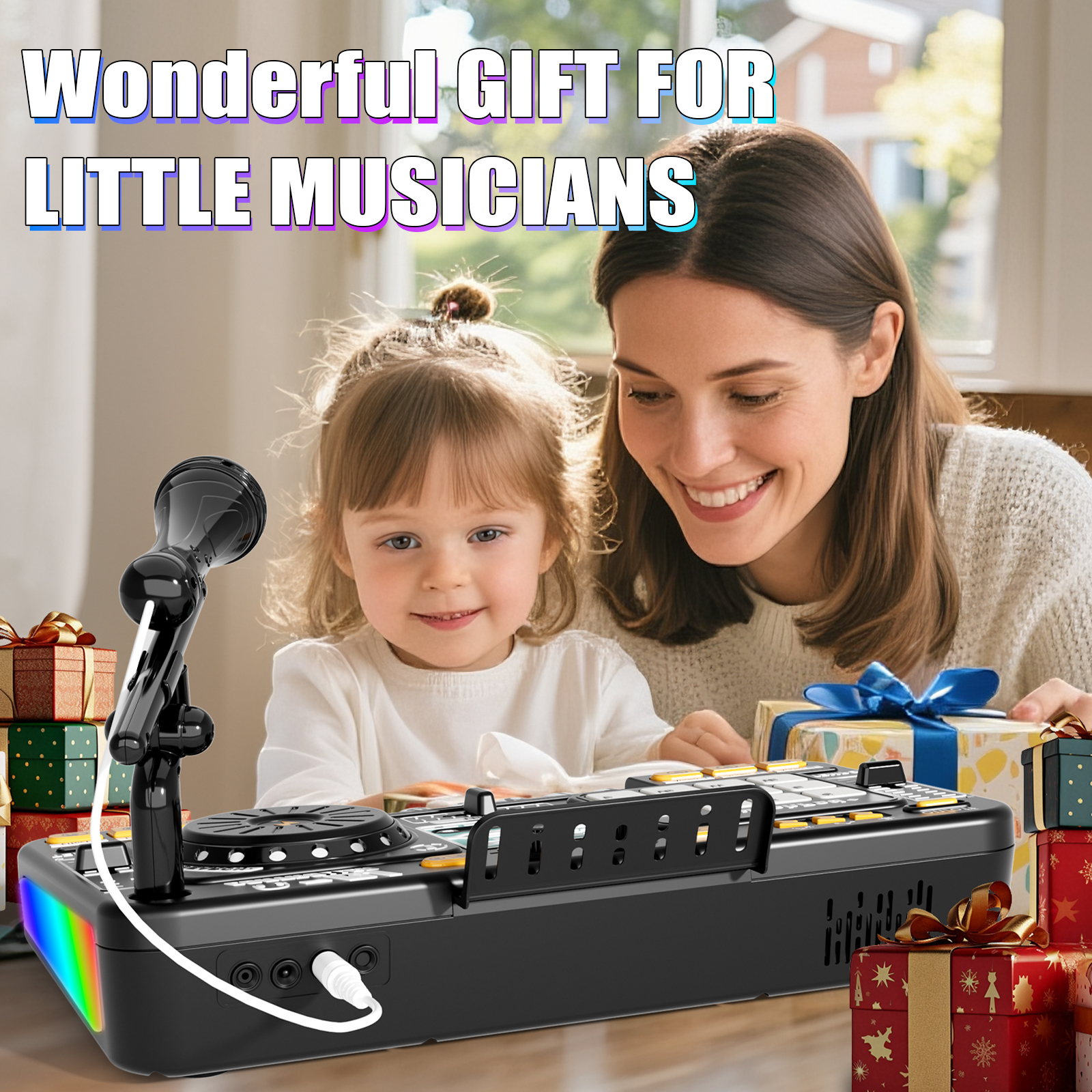 Kids DJ Mixer Table, DJ Set with Turntable Controller, Baby DJ Table for Toddler, Interactive Musical Equipment Toy for 3 4 5 years old Boys Girls