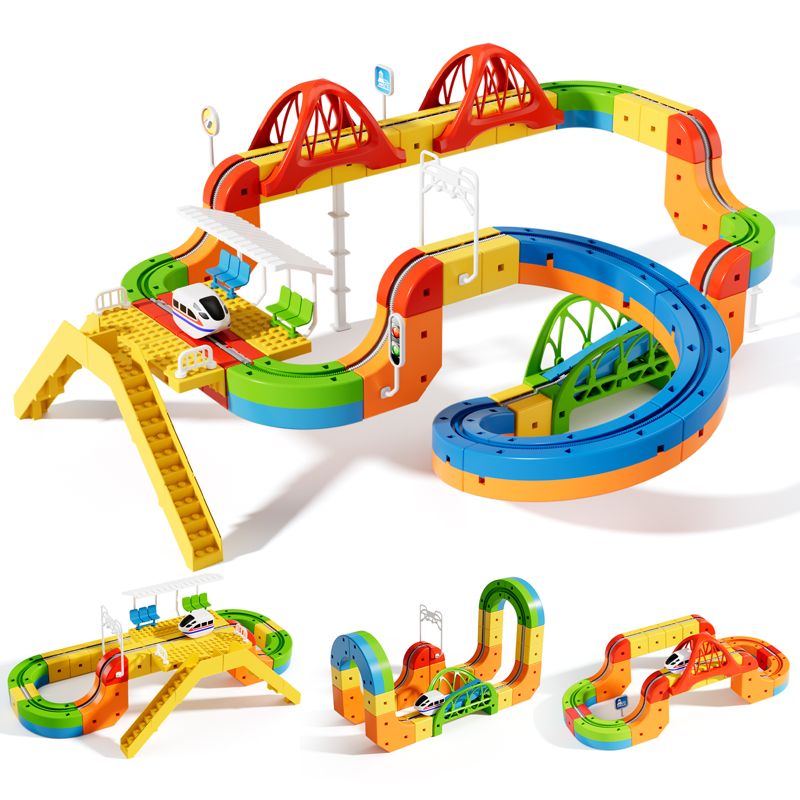 KlickRail City track cars & slot train toys 111Pcs | 360° Spiral Ramp Seesaw play set | STEM kid boy toys 3 4 5 6 7 8 years | 4 year old boy gifts - Image 3