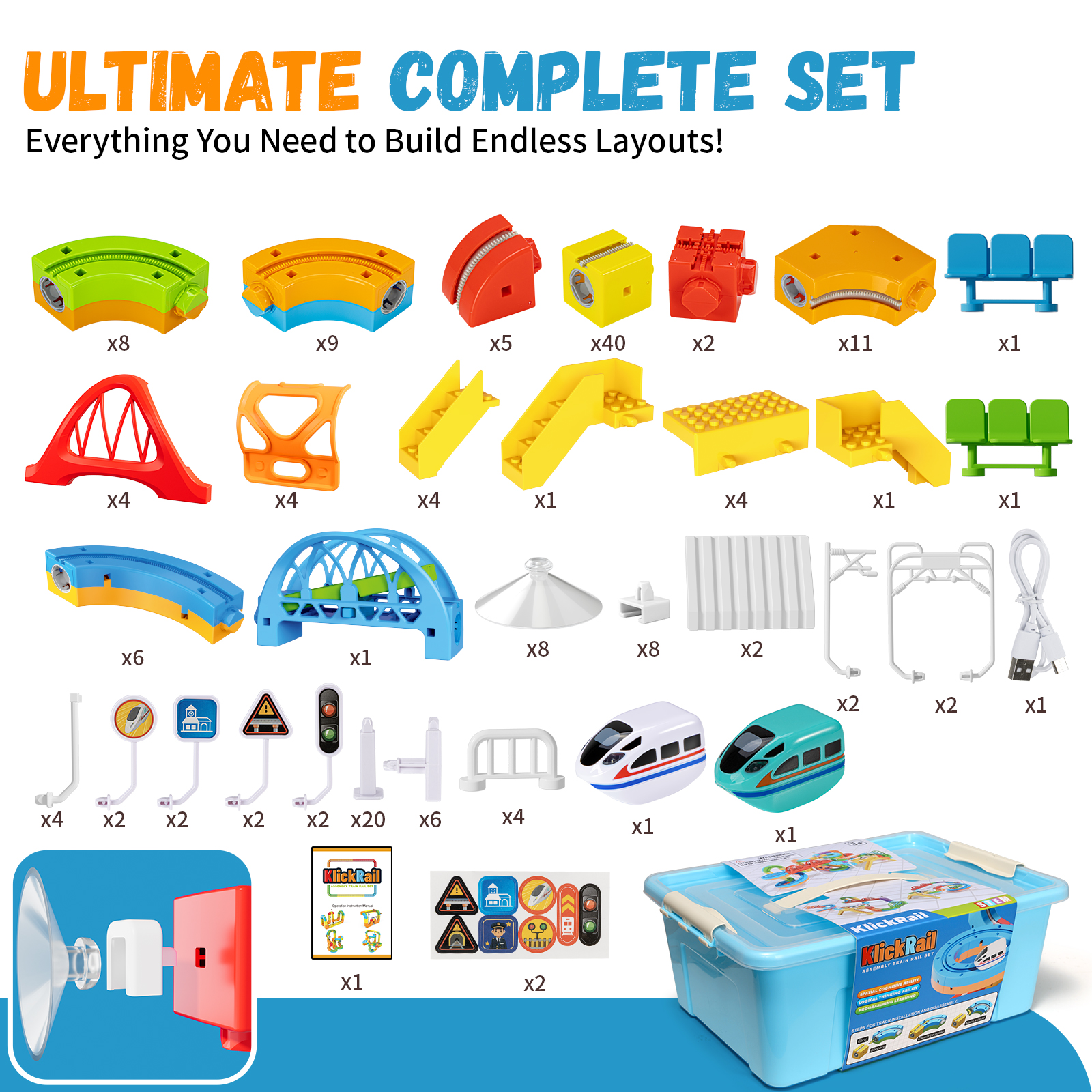 KlickRail City Track Cars & Slot Train Toys 172Pcs | 360° Spiral Ramp Seesaw Play Set | STEM Kid boy Toys 3 4 5 6 7 8 Years | 4 Year Old boy Gifts - Image 9