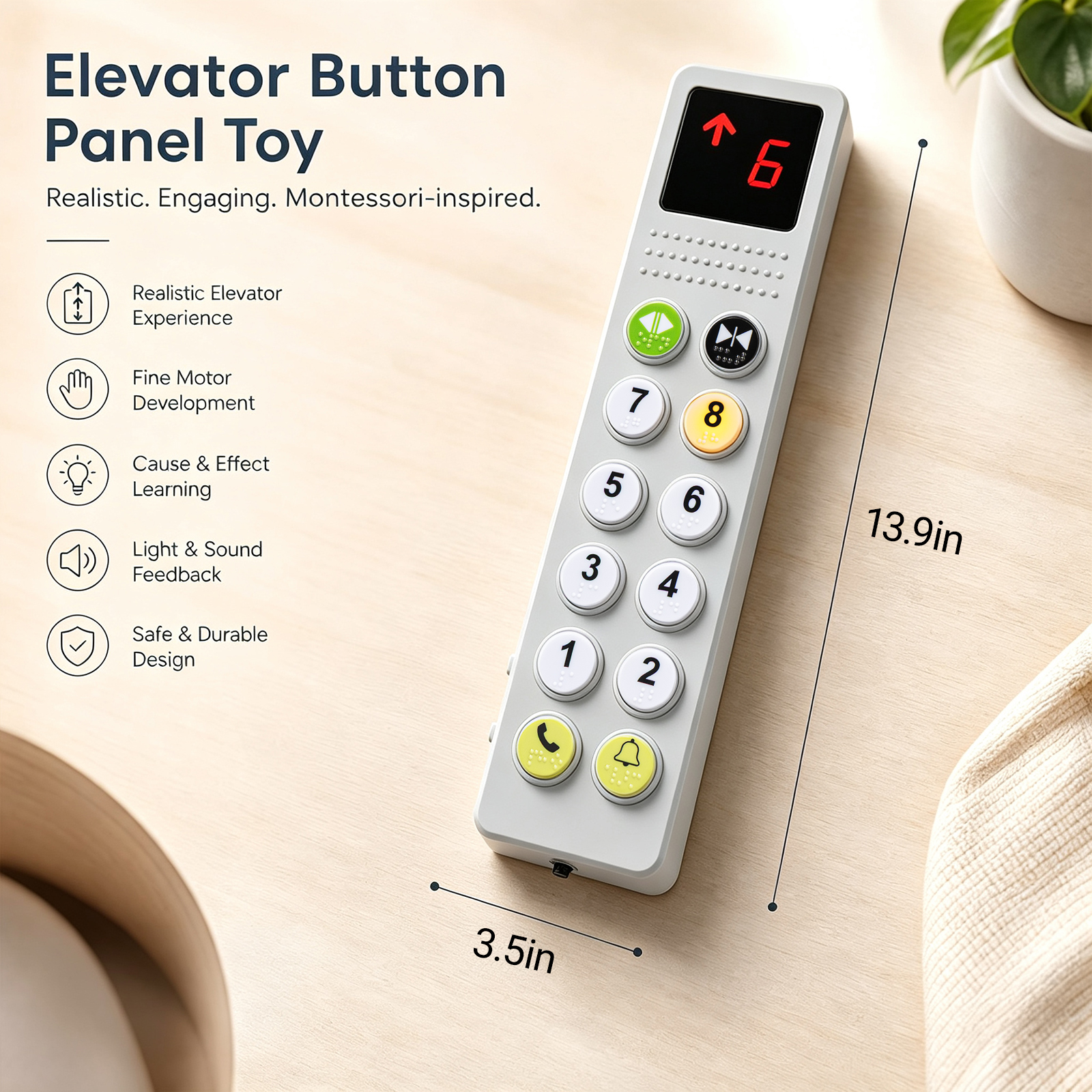 Elevator Activity Panel |Sensory Busy Board Toys for Toddlers 18M+, Montessori Toys &Travel Educational Toy for 2 3 4 5+Year Old Boy & Girl Gifts - Image 9
