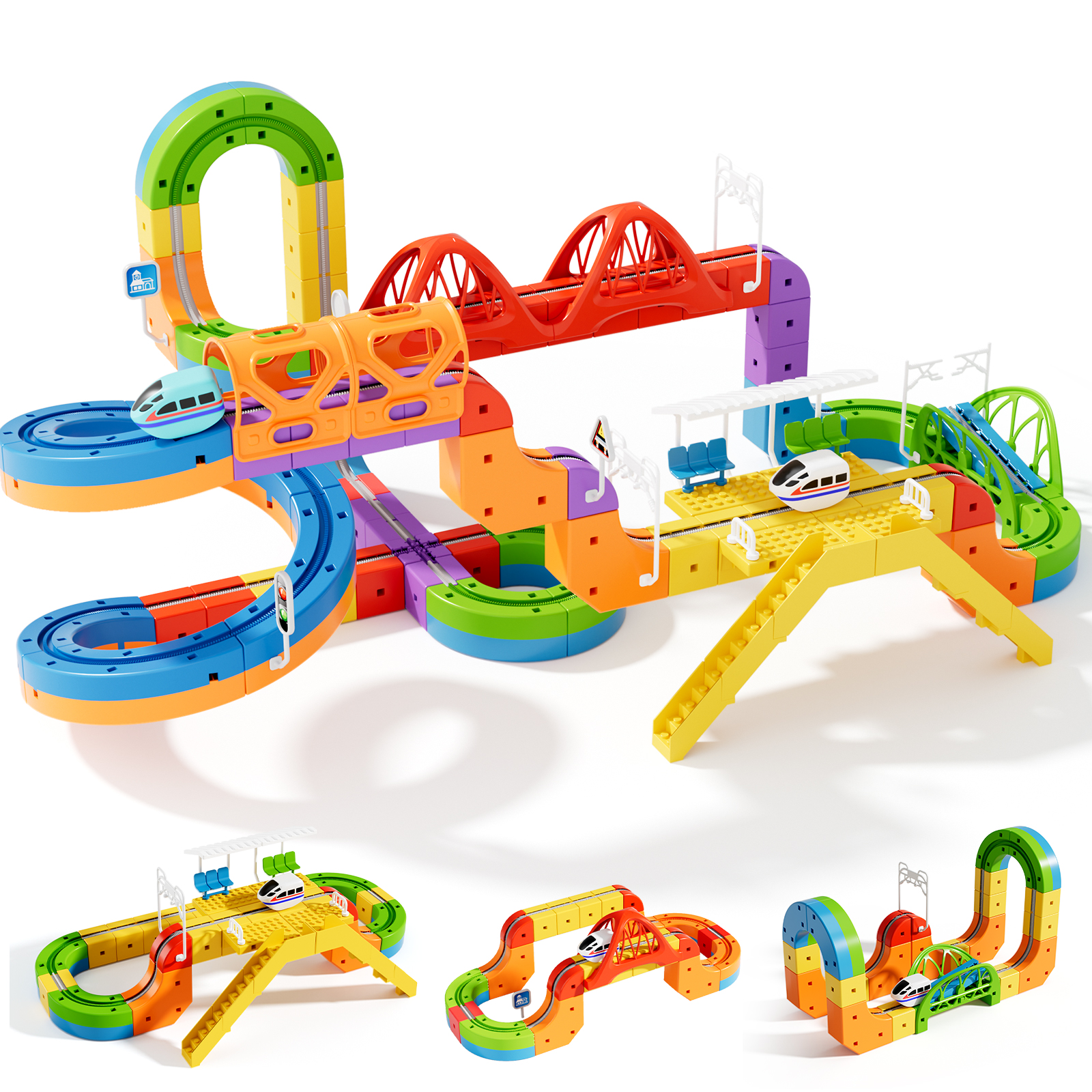 City Track Cars & Slot Train Toys| 360° Spiral Ramp Seesaw Play Set | STEM Kid boy Toys 3 4 5 6 7 8 Years | 4 Year Old boy Gifts (Master Set (155 Psc))