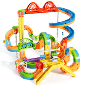 152 pcs KlickRail Electric Train Set Race Track for 3 4 5 6 7 8 Years Old | Building Toy Train Track Gravity-Defying 3D Embedded Layouts & Motorized Car, STEM Gift(Ultimate Set(152 piece)