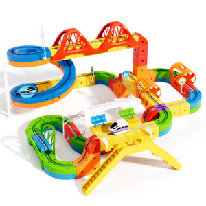 135 pcs KlickRail Electric Train Set Race Track for 3 4 5 6 7 8 Years OldBuilding Toy Train Track Gravity-Defying 3D Embedded Layouts & Motorized Car, STEM Gift(Premium Set(135 piece)
